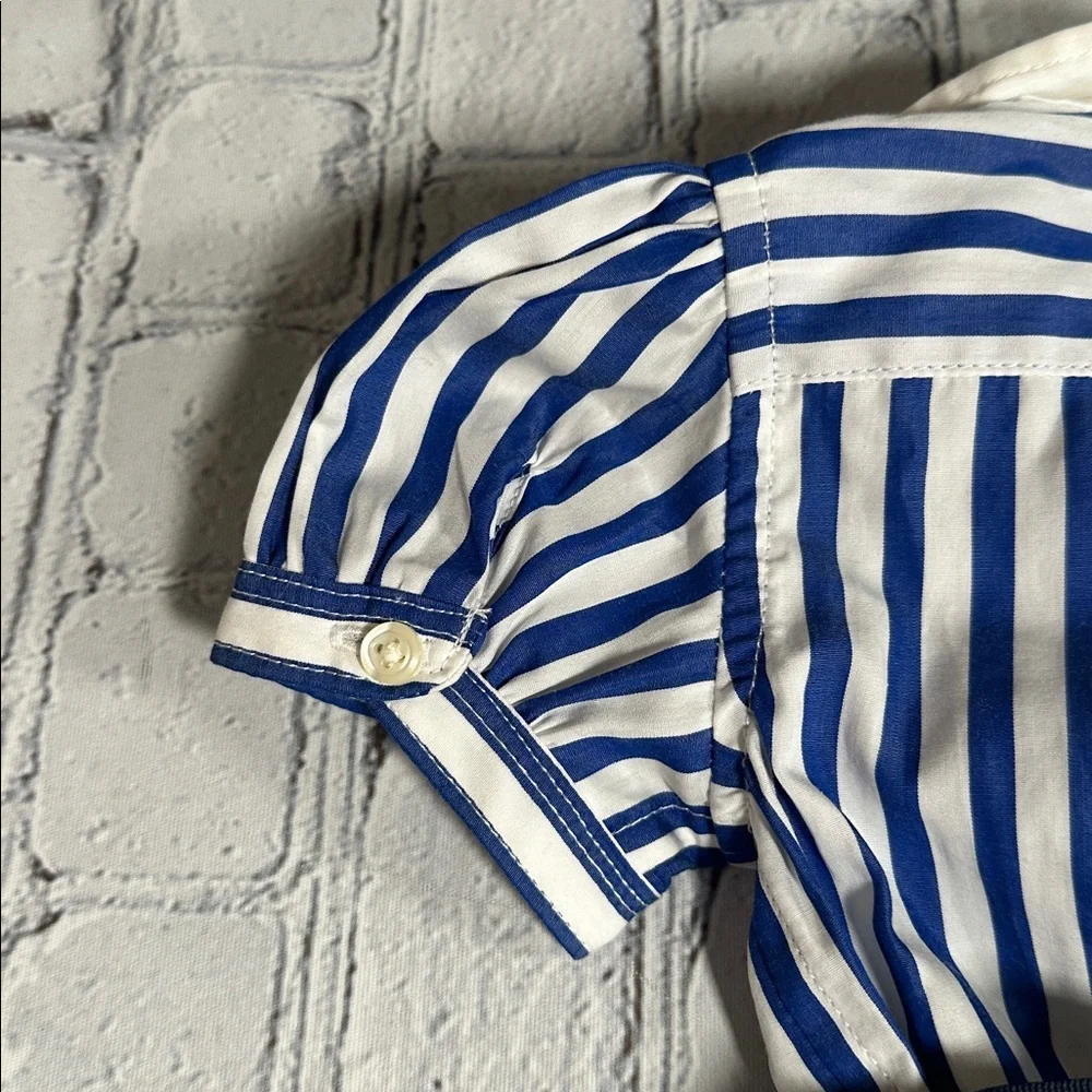 Ralph Lauren Striped Poplin Dress in Blue White Yellow baby infant size 9 months